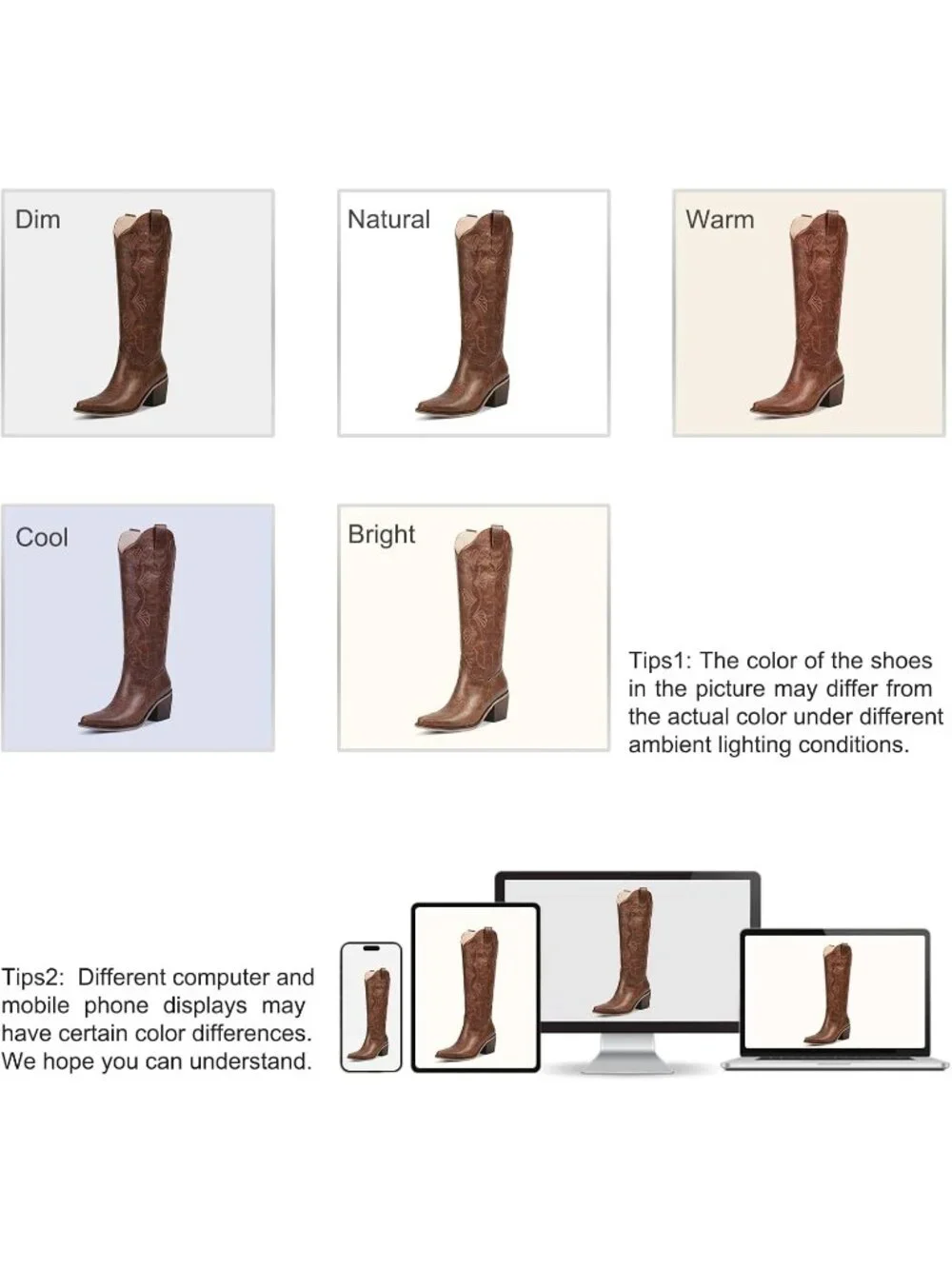 Women's Red Brown Chunky Heel Slip on Pointed Knee High Cowgirl Tall Boots